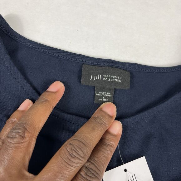 J.Jill Wearever Sleeveless Midi Dress Navy Blue Travel Knit Minimalist NWT SP - Picture 4 of 11